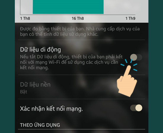 Bước 4: Cuối cùng hãy bật Dữ liệu di động lên để sử dụng hoặc tắt đi nếu không muốn sử dụng nữa.